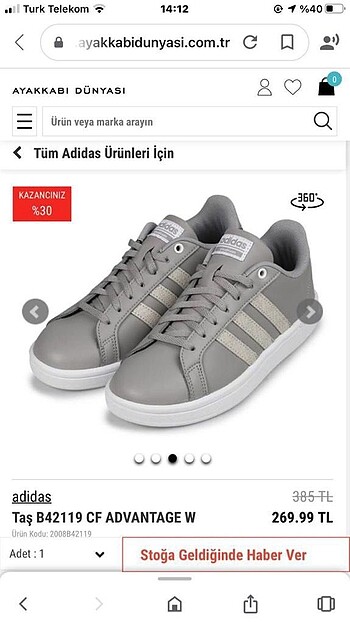 Adidas Ürün 1 defa denendi.