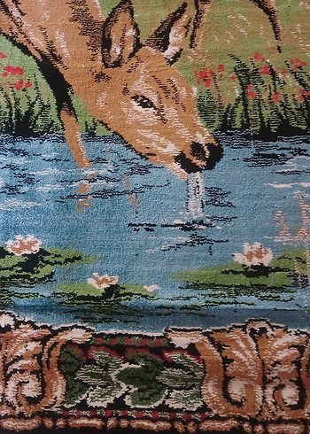 Antika  çok renkli ipek kadife duvar halısi - Görsel 4