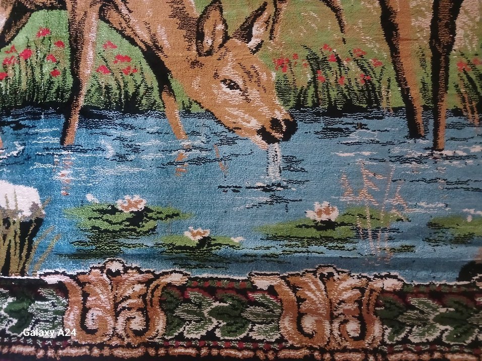 Antika  çok renkli ipek kadife duvar halısi - Görsel 4