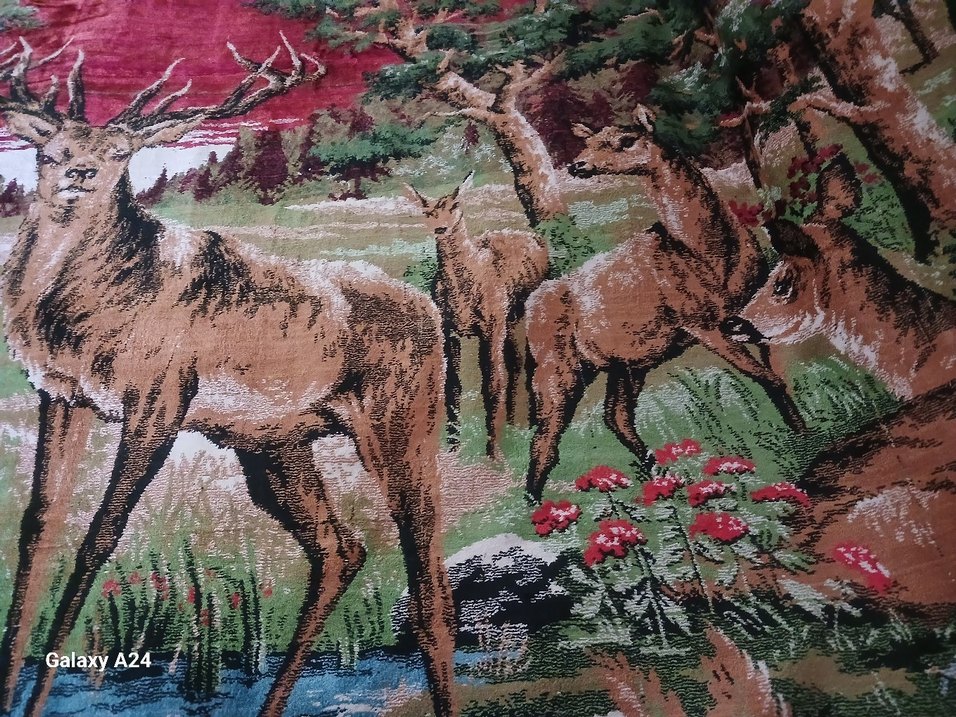 Antika  çok renkli ipek kadife duvar halısi - Görsel 5