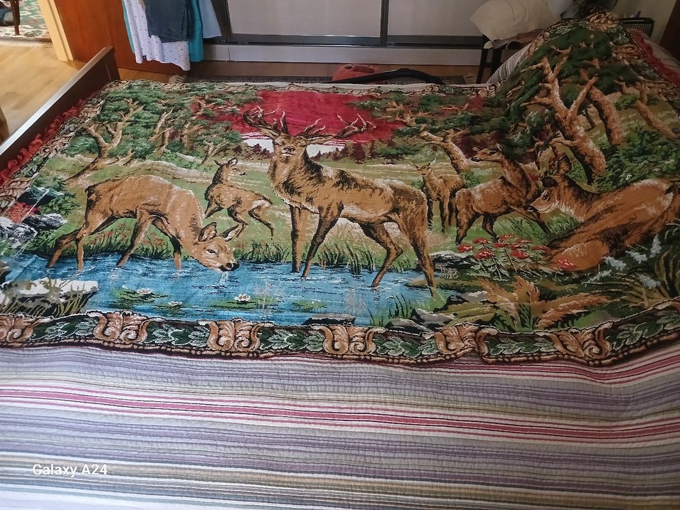 Antika  çok renkli ipek kadife duvar halısi - Görsel 2