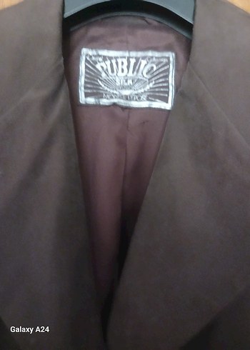 Yurtdişindan  ofis için ipek uzun  kahverengi   Midi Ceket - Görsel 2