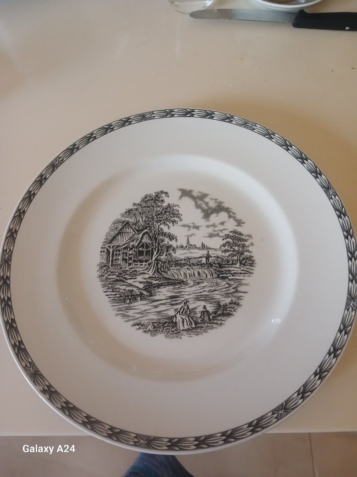 Yurtdişindan Gri Desenli Beyaz Porselen Tabak  
(2 ADET) - Görsel 4