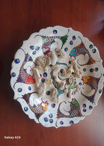 30 cm Renkli Balık Desenli Dekoratif  el yapimi seramik tabak - Görsel 3