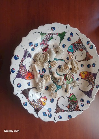 30 cm Renkli Balık Desenli Dekoratif  el yapimi seramik tabak - Görsel 4
