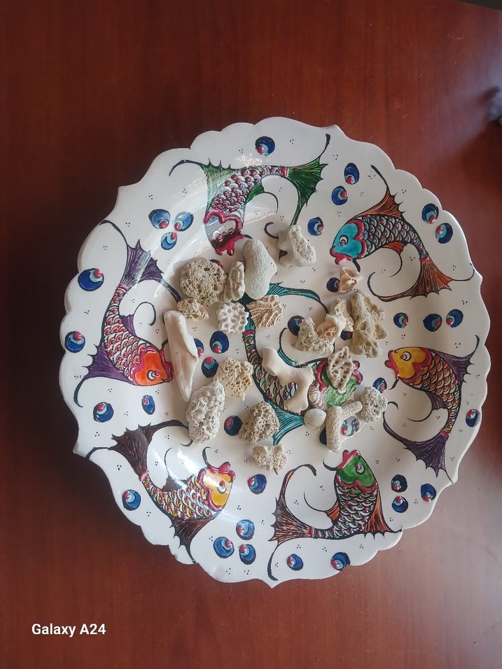 30 cm Renkli Balık Desenli Dekoratif  el yapimi seramik tabak - Görsel 3