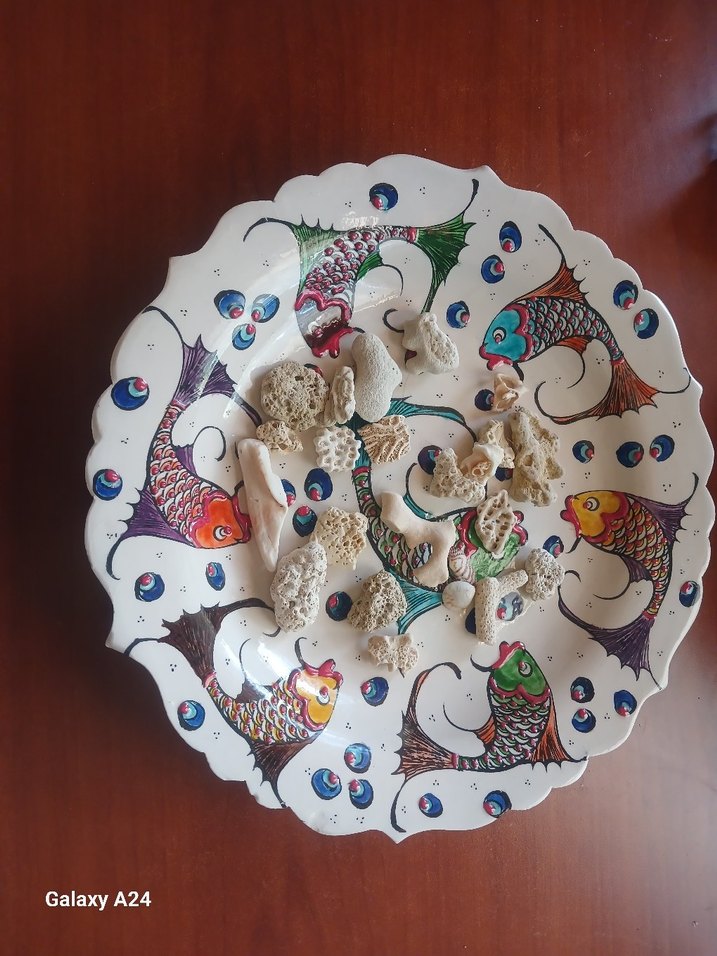 30 cm Renkli Balık Desenli Dekoratif  el yapimi seramik tabak - Görsel 4