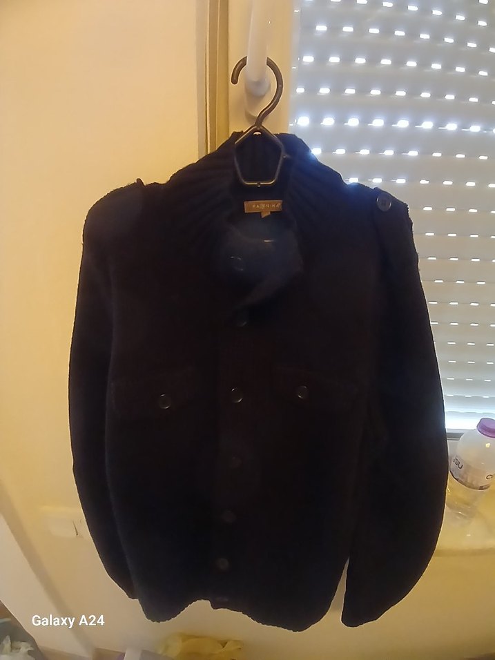 Siyah önden düğmeli triko Hırka - Görsel 5