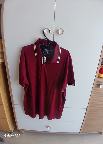 Bordo Pamuklu Erkek Polo Tişört - Görsel 2