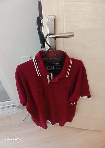 Bordo Pamuklu Erkek Polo Tişört - Görsel 3