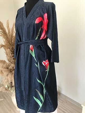 universal Beden siyah Renk Bayan siyah elbise ve kimono ikili satış