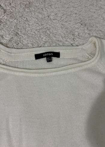 Kadın Beyaz Pamuklu Uzun Kollu Basic Kazak - Görsel 3