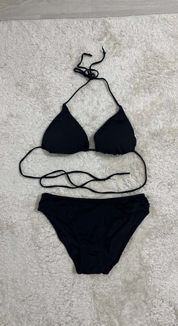 Siyah İpli Strappy Bikini - Görsel 3