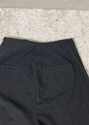 Düğmeli Gri Kadın Kumaş Pantolon - Görsel 5