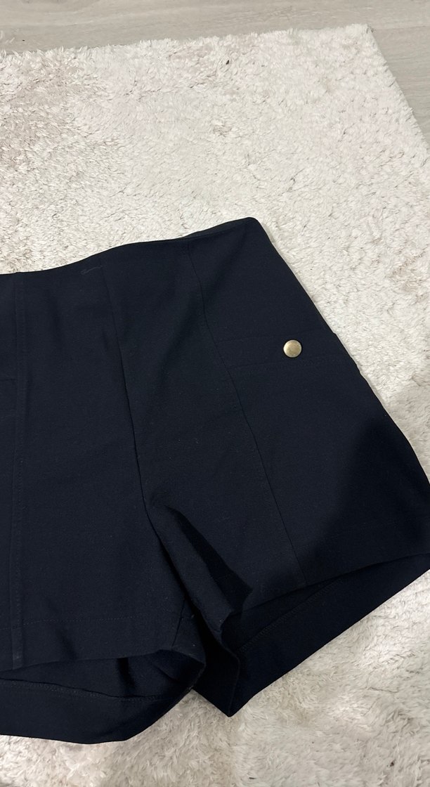 Düğmeli Lacivert Yüksek Bel Mini Şort - Görsel 4