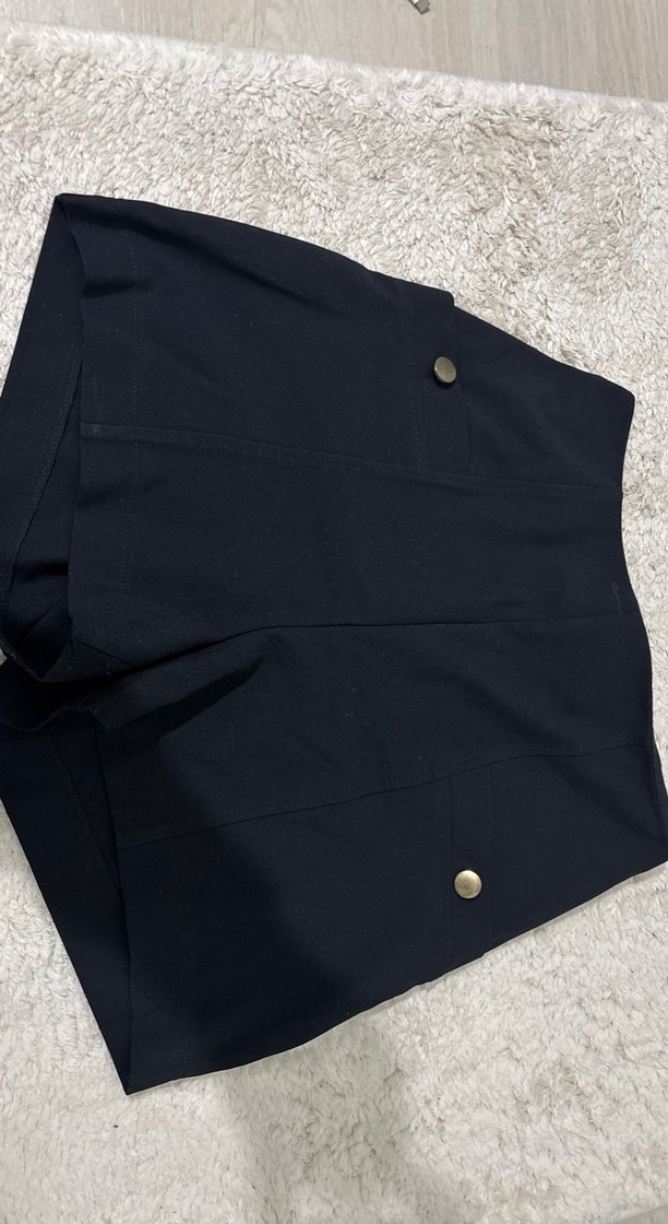 Düğmeli Lacivert Yüksek Bel Mini Şort - Görsel 5