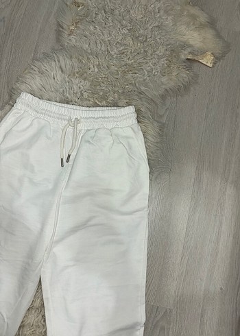 Beyaz Rahat Kesim Kadın Eşofman Altı - Görsel 3