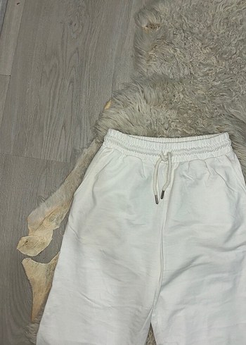 Beyaz Rahat Kesim Kadın Eşofman Altı - Görsel 2