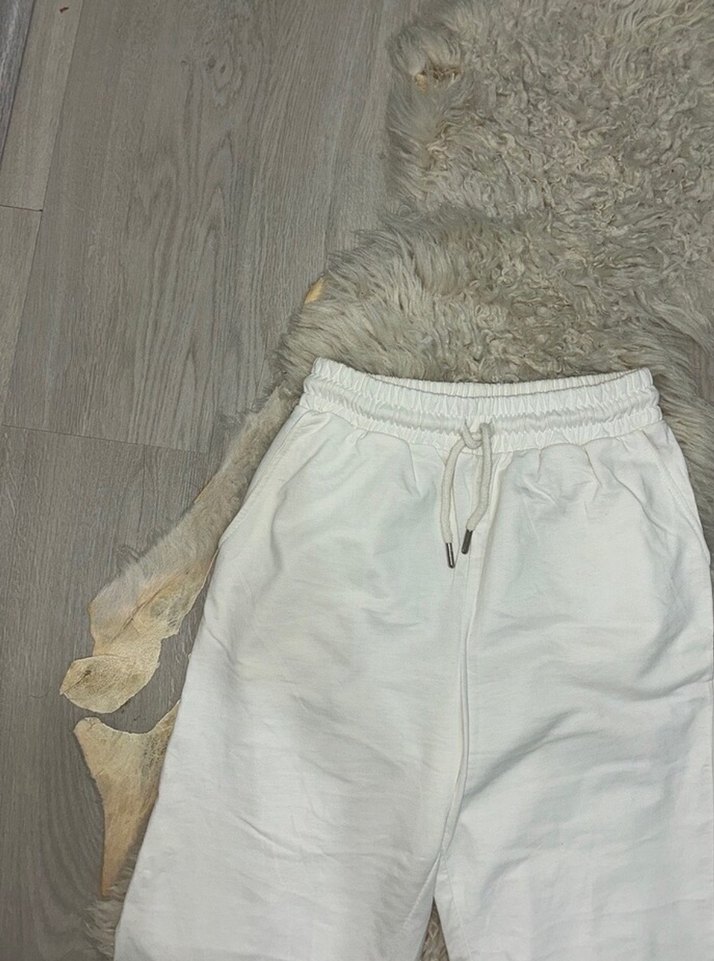 Beyaz Rahat Kesim Kadın Eşofman Altı - Görsel 2