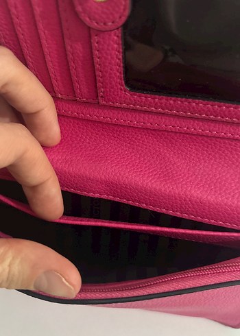 Pembe Nakışlı Deri Kadın Portföy Cüzdan - Görsel 4