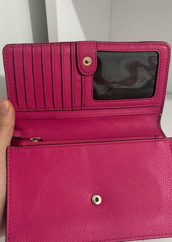 Pembe Nakışlı Deri Kadın Portföy Cüzdan - Görsel 3