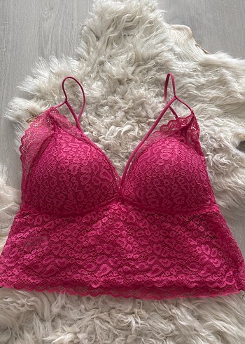 Pembe Dantel Bohem Bralet