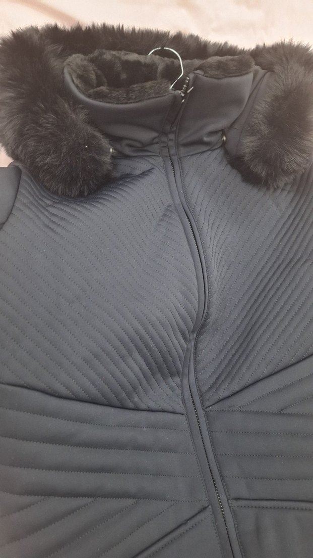 Kadın Siyah Yüksek Yakalı Kürklü kayak Tulum - Görsel 3