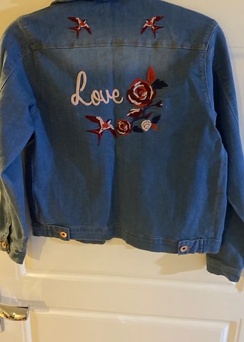diğer Beden Nakışlı Mavi Kadın Denim Ceket11 yaş