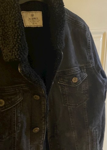 s Beden Siyah Kadın Denim Ceket Düğmeli içi kürklü S BEDEN