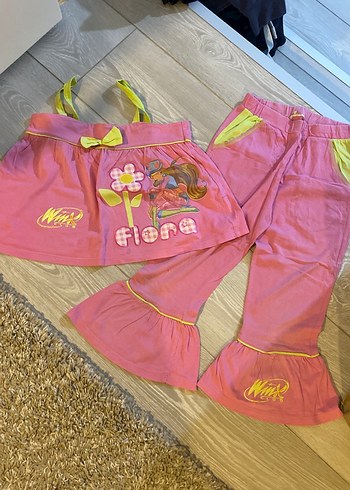 Kız Çocuk Pembe Baskılı İki Parça Pijama Takımı