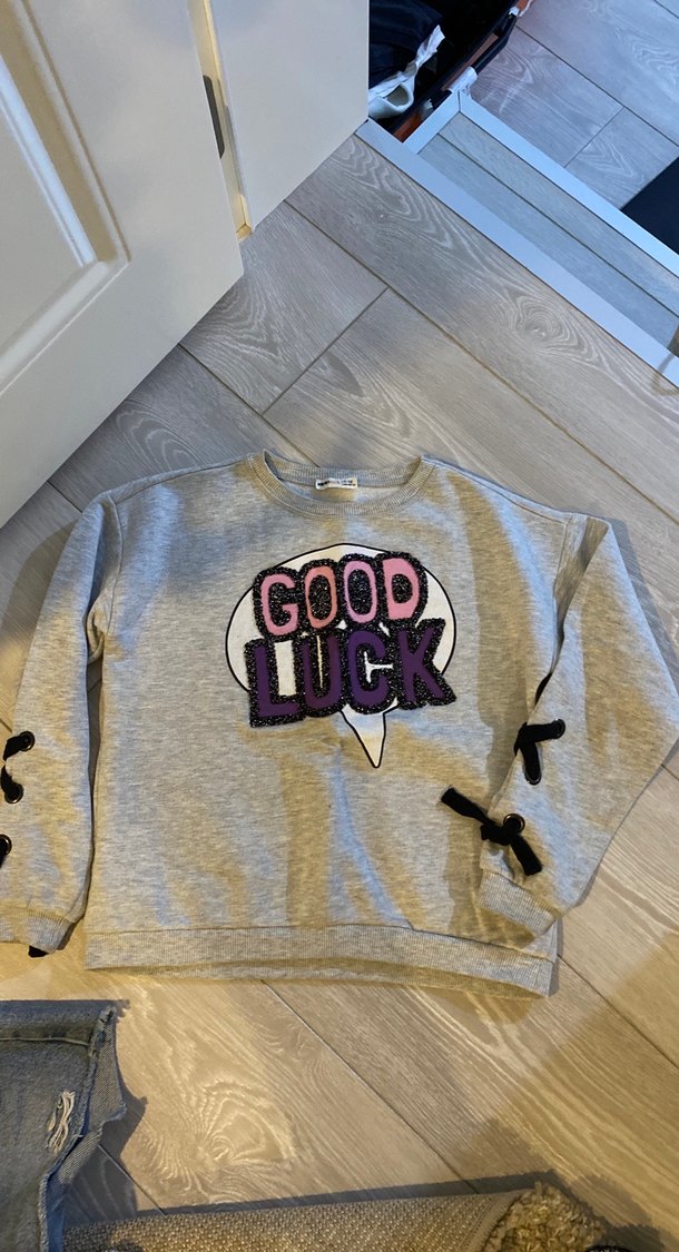 Gri Mini Bol Kesim Kot Şort - Görsel 2