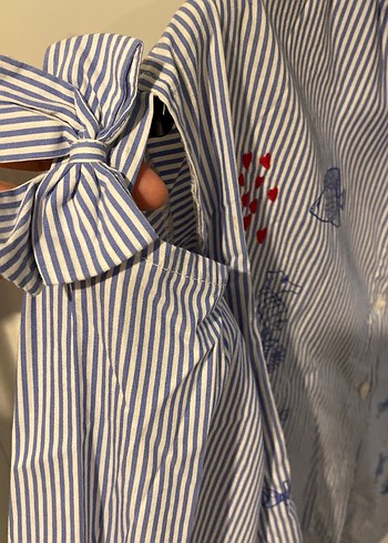 Nakışlı Düğmeli Uzun Kollu Kadın Gömlek8/9  9/10 yaş - Görsel 3