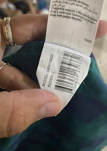 l Beden yeşil Renk Düğmeli Yeşil Ekose Uzun Kollu Gömlek