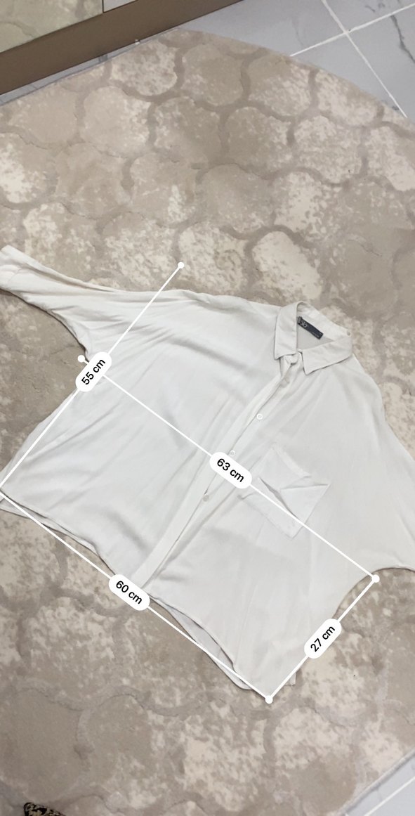 Beyaz Transparan Yüksek Yakalı Salaş Gömlek - Görsel 2