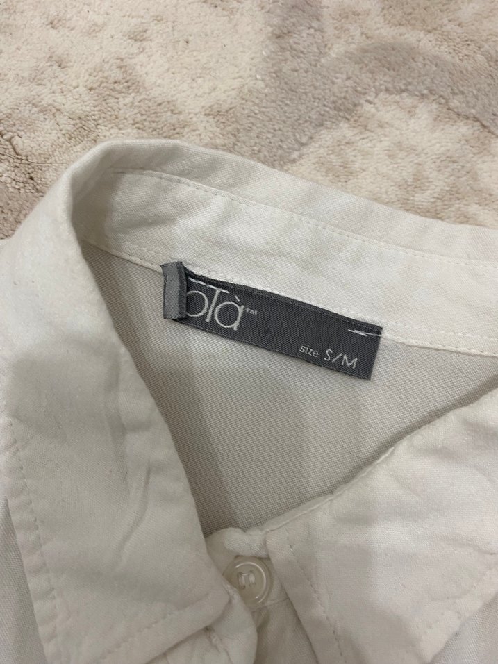 Beyaz Transparan Yüksek Yakalı Salaş Gömlek - Görsel 3