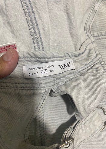 Kız Çocuk Beyaz Kot Şort Tulum - Görsel 4