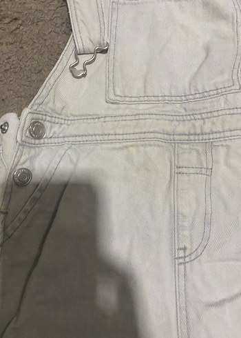 Kız Çocuk Beyaz Kot Şort Tulum - Görsel 2