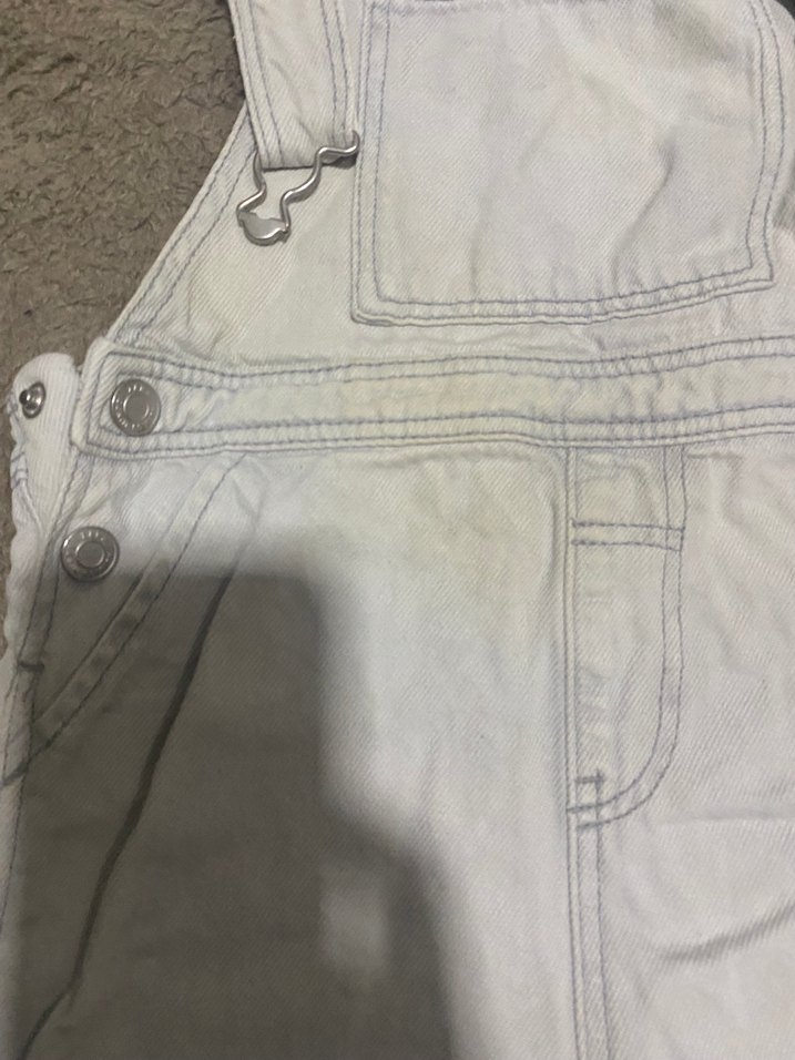 Kız Çocuk Beyaz Kot Şort Tulum - Görsel 2