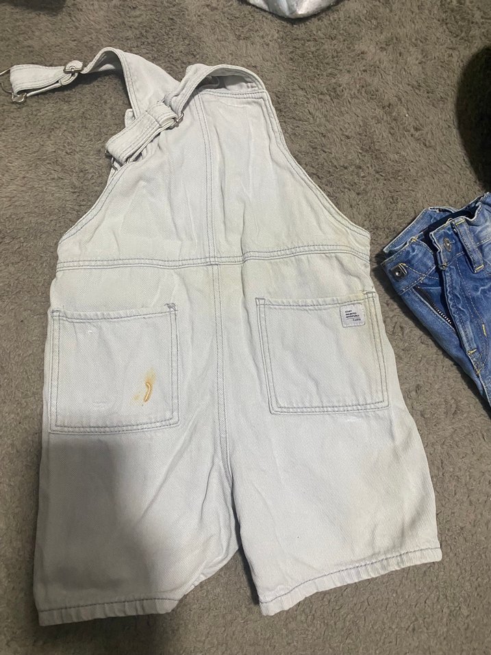 Kız Çocuk Beyaz Kot Şort Tulum - Görsel 3