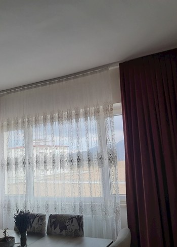 gül kurusu renk, Düz #FonPerde 2 kanat, kadife - Görsel 8