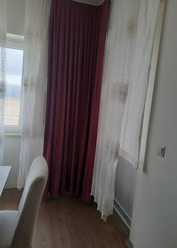 gül kurusu renk, Düz #FonPerde 2 kanat, kadife - Görsel 3