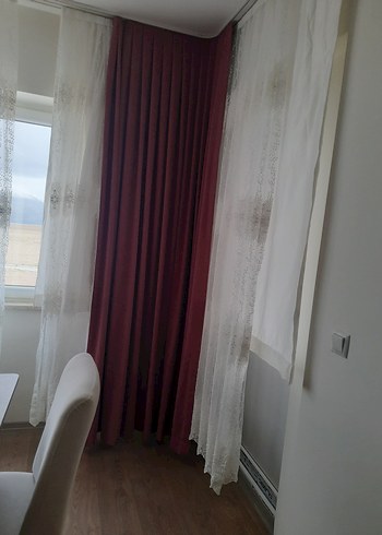 gül kurusu renk, Düz #FonPerde 2 kanat, kadife - Görsel 4