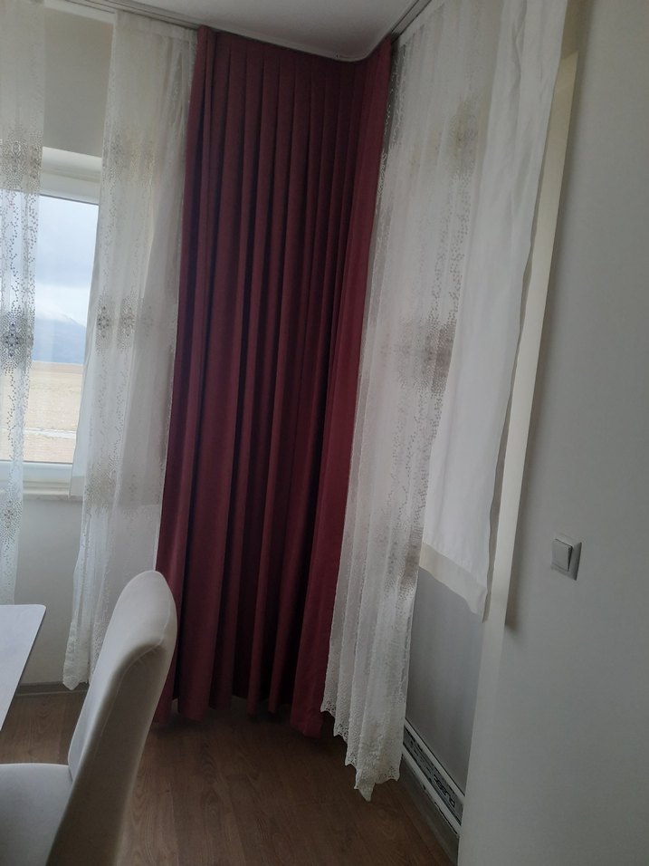 gül kurusu renk, Düz #FonPerde 2 kanat, kadife - Görsel 4