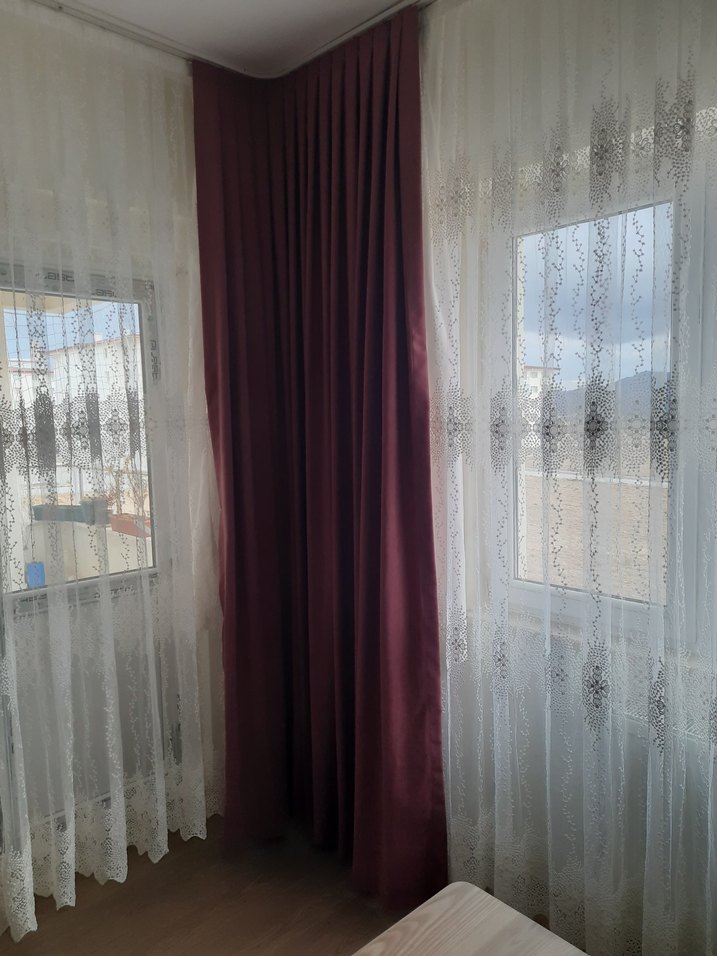 gül kurusu renk, Düz #FonPerde 2 kanat, kadife - Görsel 5