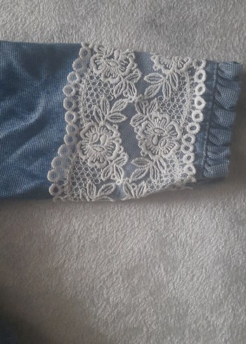 Dantel Detaylı Mavi Kız Çocuk Elbisesi>> 1,5 yaş - Görsel 5