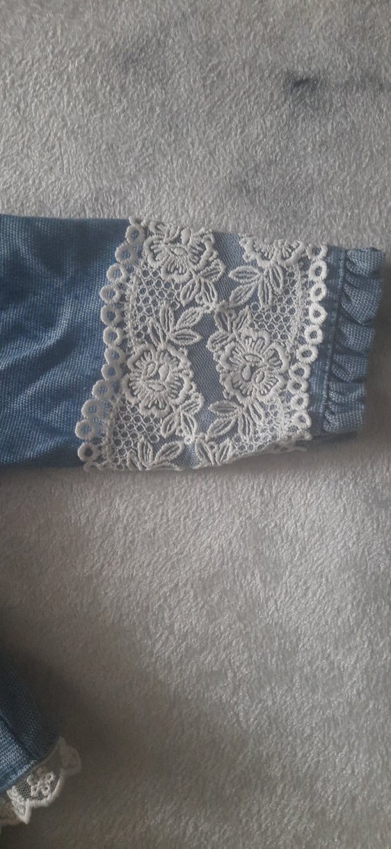 Dantel Detaylı Mavi Kız Çocuk Elbisesi>> 1,5 yaş - Görsel 5