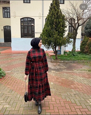 Kışlık ekose elbise