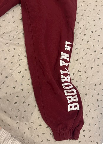 Bershka Bordo Bol Kesim Kadın Eşofman Altı