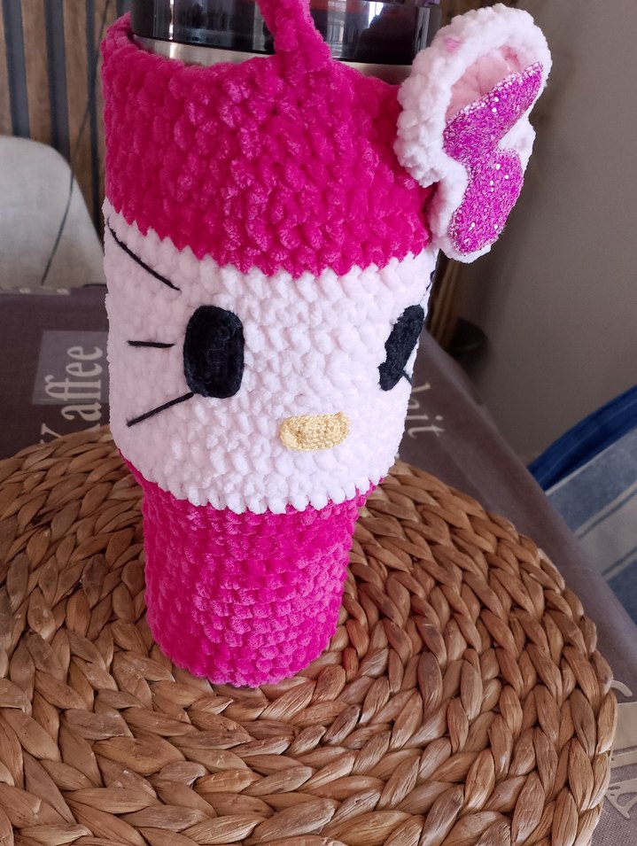 Pembe Kedi Figürlü Kupa Kılıfı - Görsel 2