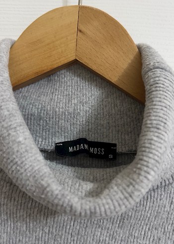 Gri Yüksek Yaka Triko Elbise - Görsel 4